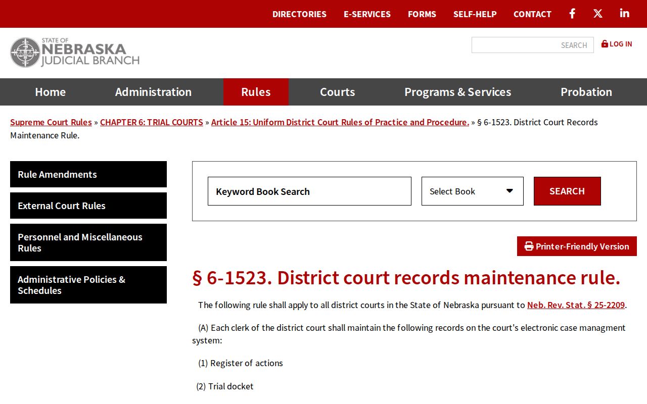 Nuckolls civil court docket District Court records rule source