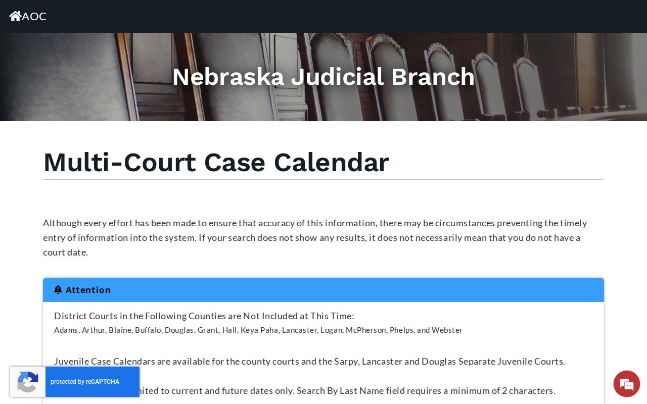 Nuckolls County court schedule calendar search controls