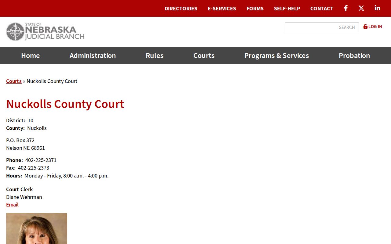 Nuckolls County court schedule source for County Court information