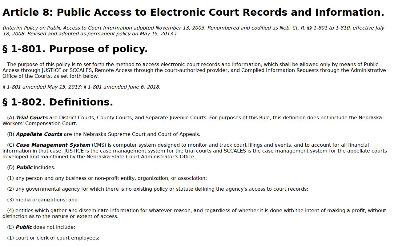 Nuckolls County court schedule public access rules source