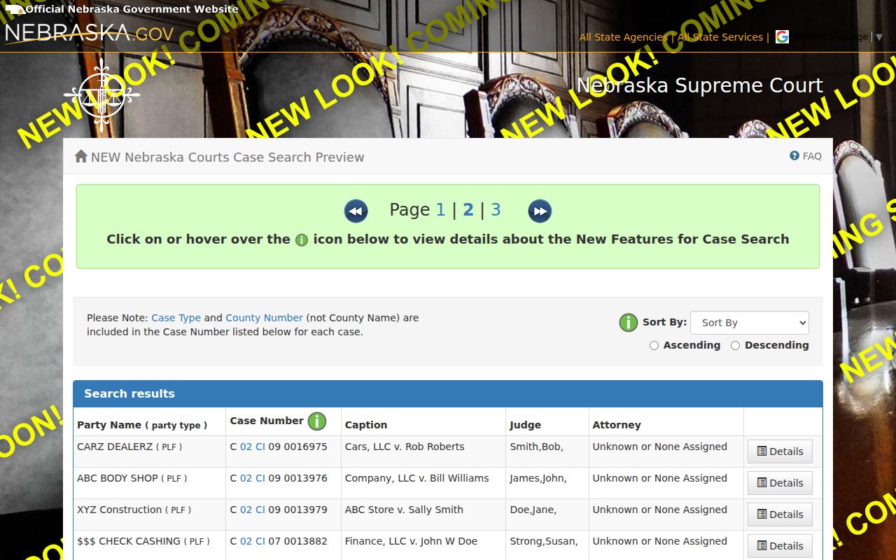 Nuckolls County docket search result list fields and case number pattern